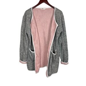 Helcarcii Grey and Pink Open Front Cardigan Sweater Size L